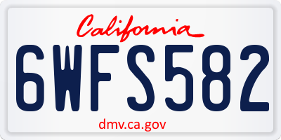 CA license plate 6WFS582