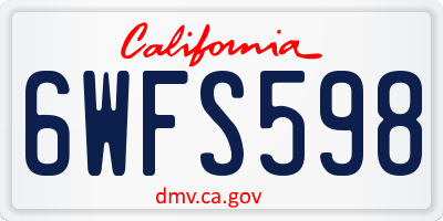 CA license plate 6WFS598