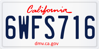 CA license plate 6WFS716