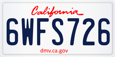CA license plate 6WFS726