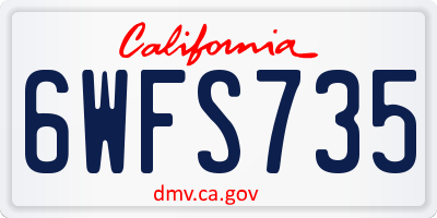 CA license plate 6WFS735