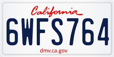 CA license plate 6WFS764