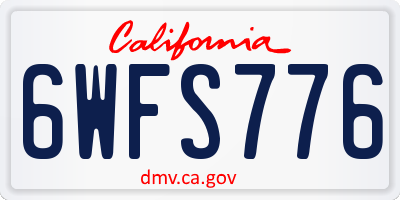 CA license plate 6WFS776