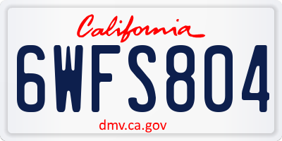 CA license plate 6WFS804