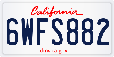 CA license plate 6WFS882