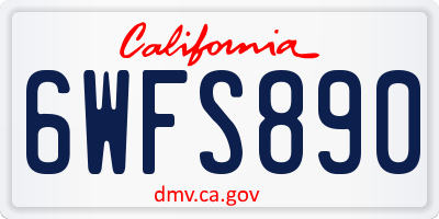 CA license plate 6WFS890