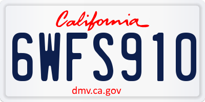 CA license plate 6WFS910