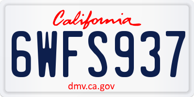 CA license plate 6WFS937