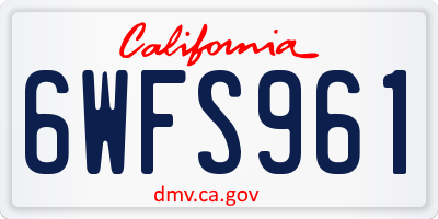 CA license plate 6WFS961
