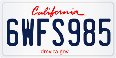 CA license plate 6WFS985