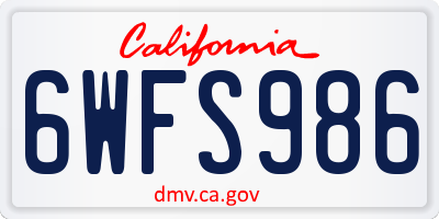 CA license plate 6WFS986