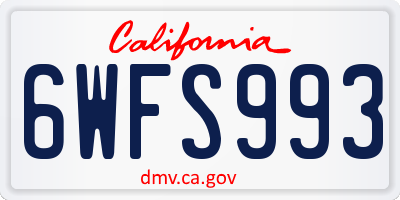 CA license plate 6WFS993