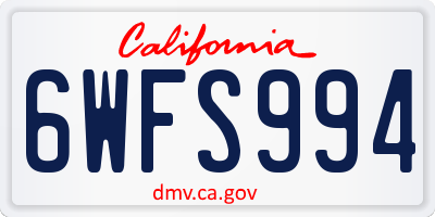 CA license plate 6WFS994