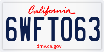 CA license plate 6WFT063