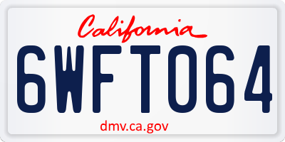 CA license plate 6WFT064