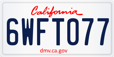 CA license plate 6WFT077
