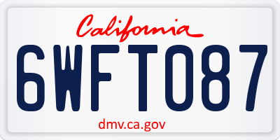 CA license plate 6WFT087