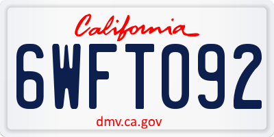 CA license plate 6WFT092