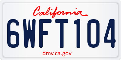 CA license plate 6WFT104