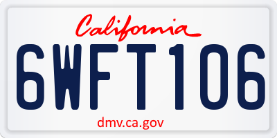 CA license plate 6WFT106