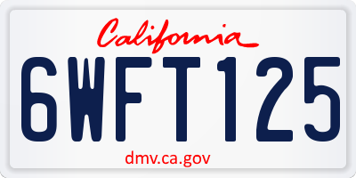 CA license plate 6WFT125