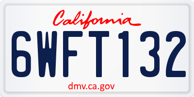 CA license plate 6WFT132