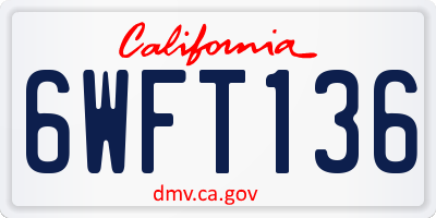 CA license plate 6WFT136