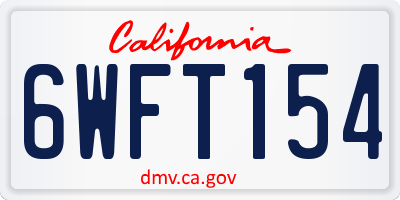CA license plate 6WFT154
