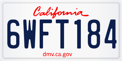 CA license plate 6WFT184