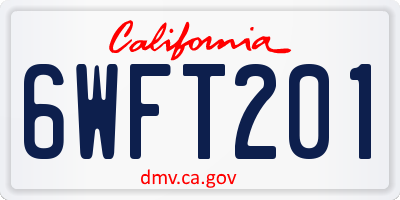 CA license plate 6WFT201