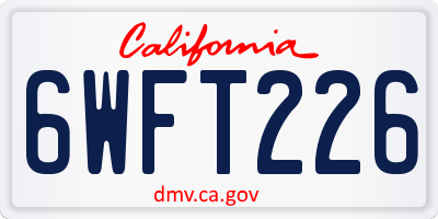 CA license plate 6WFT226