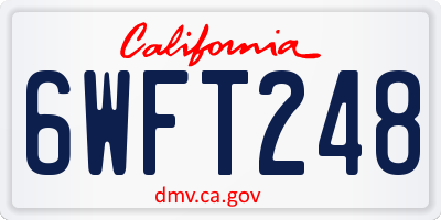 CA license plate 6WFT248