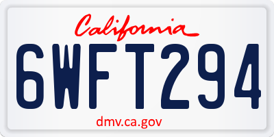 CA license plate 6WFT294