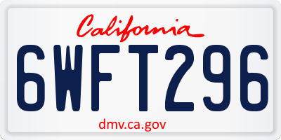 CA license plate 6WFT296