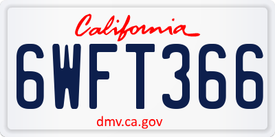 CA license plate 6WFT366