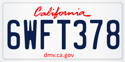 CA license plate 6WFT378