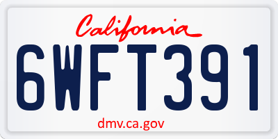 CA license plate 6WFT391