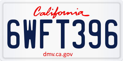 CA license plate 6WFT396