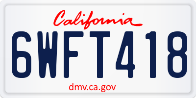 CA license plate 6WFT418