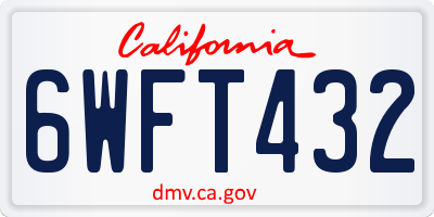 CA license plate 6WFT432