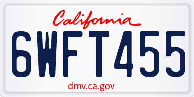CA license plate 6WFT455