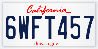CA license plate 6WFT457