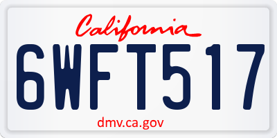 CA license plate 6WFT517