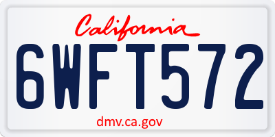 CA license plate 6WFT572