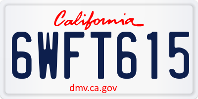 CA license plate 6WFT615