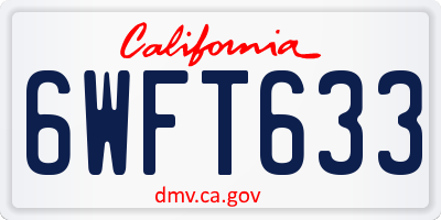 CA license plate 6WFT633