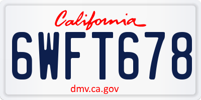 CA license plate 6WFT678