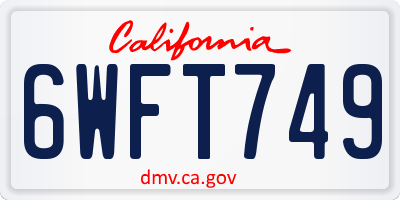 CA license plate 6WFT749