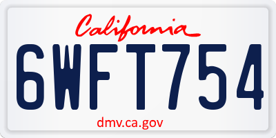 CA license plate 6WFT754