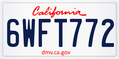 CA license plate 6WFT772